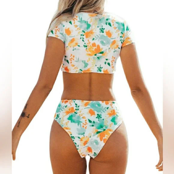 Cupshe Floral Tie knot High-Waiste  Swim Set - Small - Picture 3 of 10